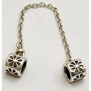 Authentic Pandora ALE S925 Silver Daisy Charm Safety Chain 790385 Y2K Flowers